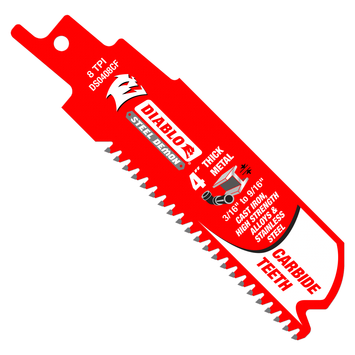 4" 8TPI Steel Demon™ Carbide Teeth Reciprocating Saw Blade for Thick Metal - AAA Industrial Supply