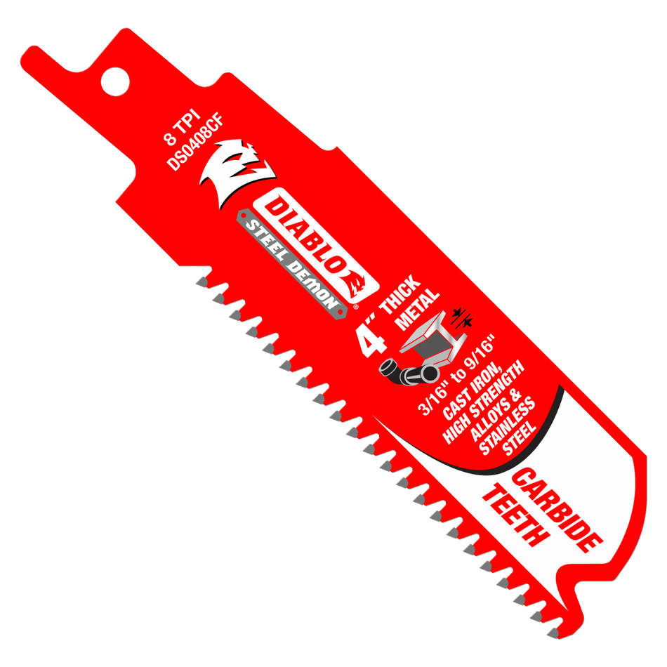4" 8TPI Steel Demon™ Carbide Teeth Reciprocating Saw Blade for Thick Metal - AAA Industrial Supply