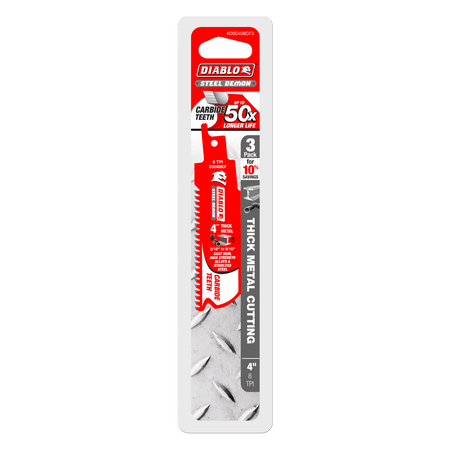 4" 8TPI Steel Demon™ Carbide Teeth Reciprocating Saw Blades for Thick Metal (3 - pk) - AAA Industrial Supply