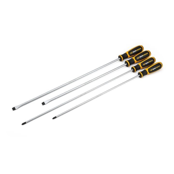 4 Piece Extra Long Phillips®/Slotted Dual Material Screwdriver Set - AAA Industrial Supply