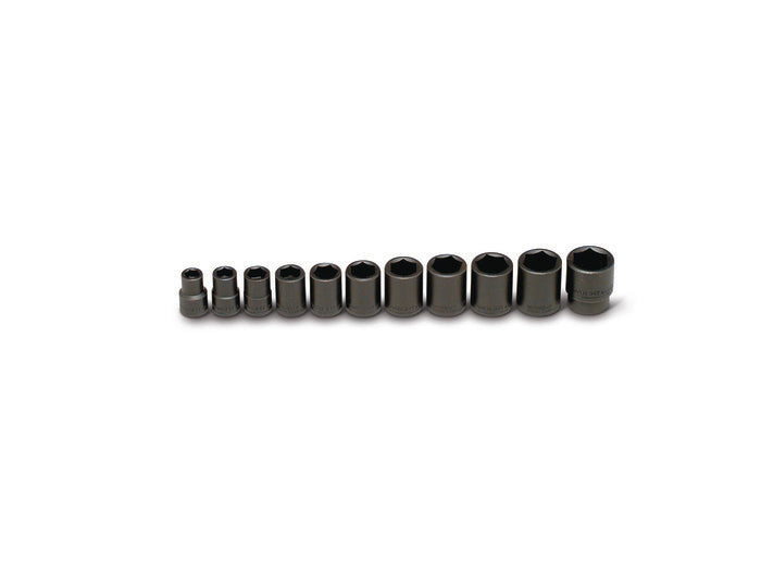 1/2" Drive 11 Piece Set - 6 Point Standard Impact Sockets, 7/16" - 1-1/16"