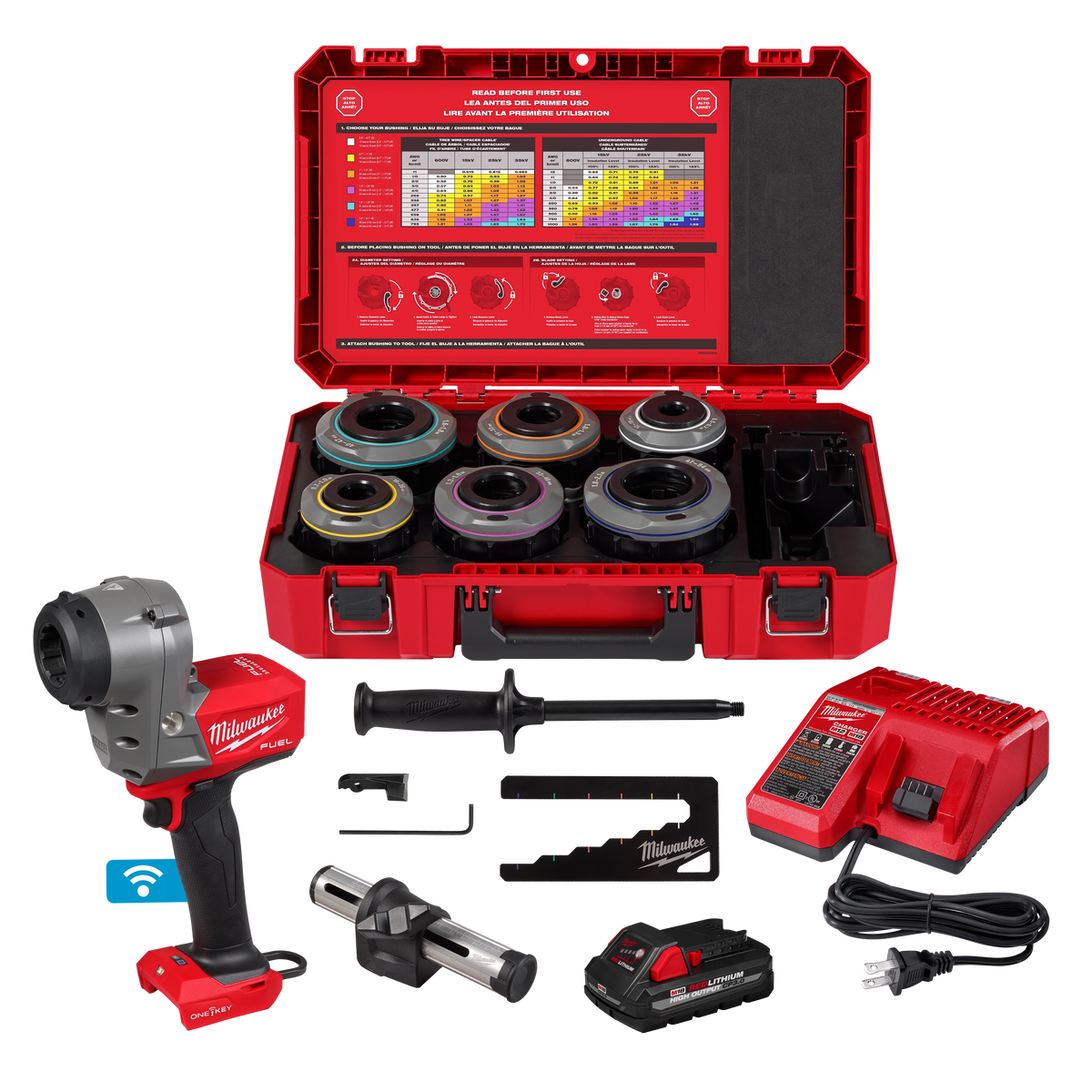 Milwaukee M18 FUEL™ Covered Conductor Cable Stripper Kit w/ Adjustable Bushings