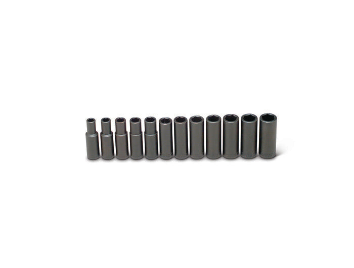 1/2" Drive 12 Piece Set - 6 Point Deep Metric Impact Sockets, 10mm - 21mm