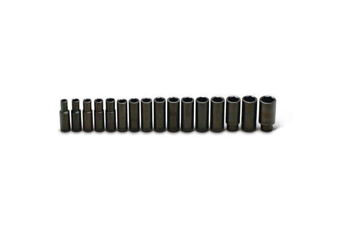 1/2" Drive 16 Piece Set - 6 Point Deep Metric Impact Sockets, 10mm - 27mm