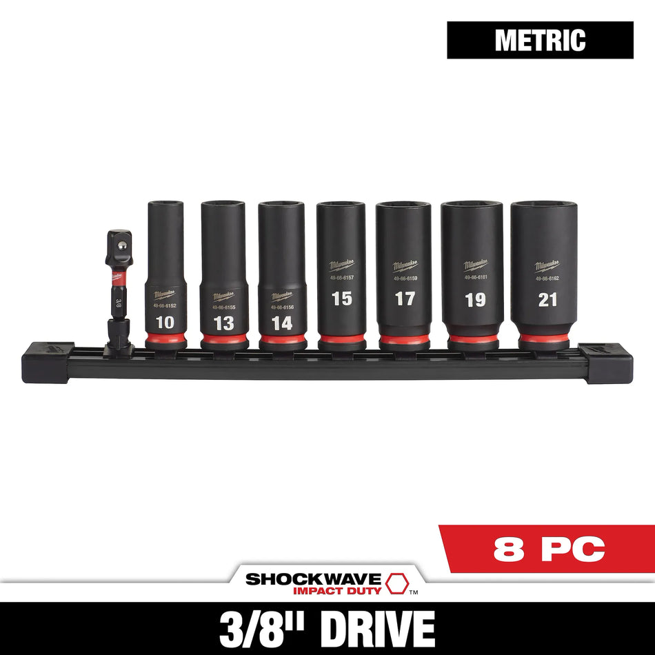 8PC SHOCKWAVE™ Impact Duty 3/8" Drive Metric Deep 6 Point Socket Set