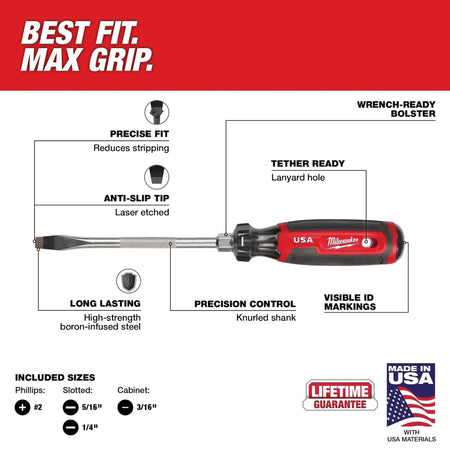 4PC Cushion Grip Screwdriver Set (USA) - AAA Industrial Supply