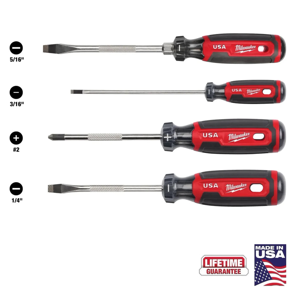 4PC Cushion Grip Screwdriver Set (USA) - AAA Industrial Supply