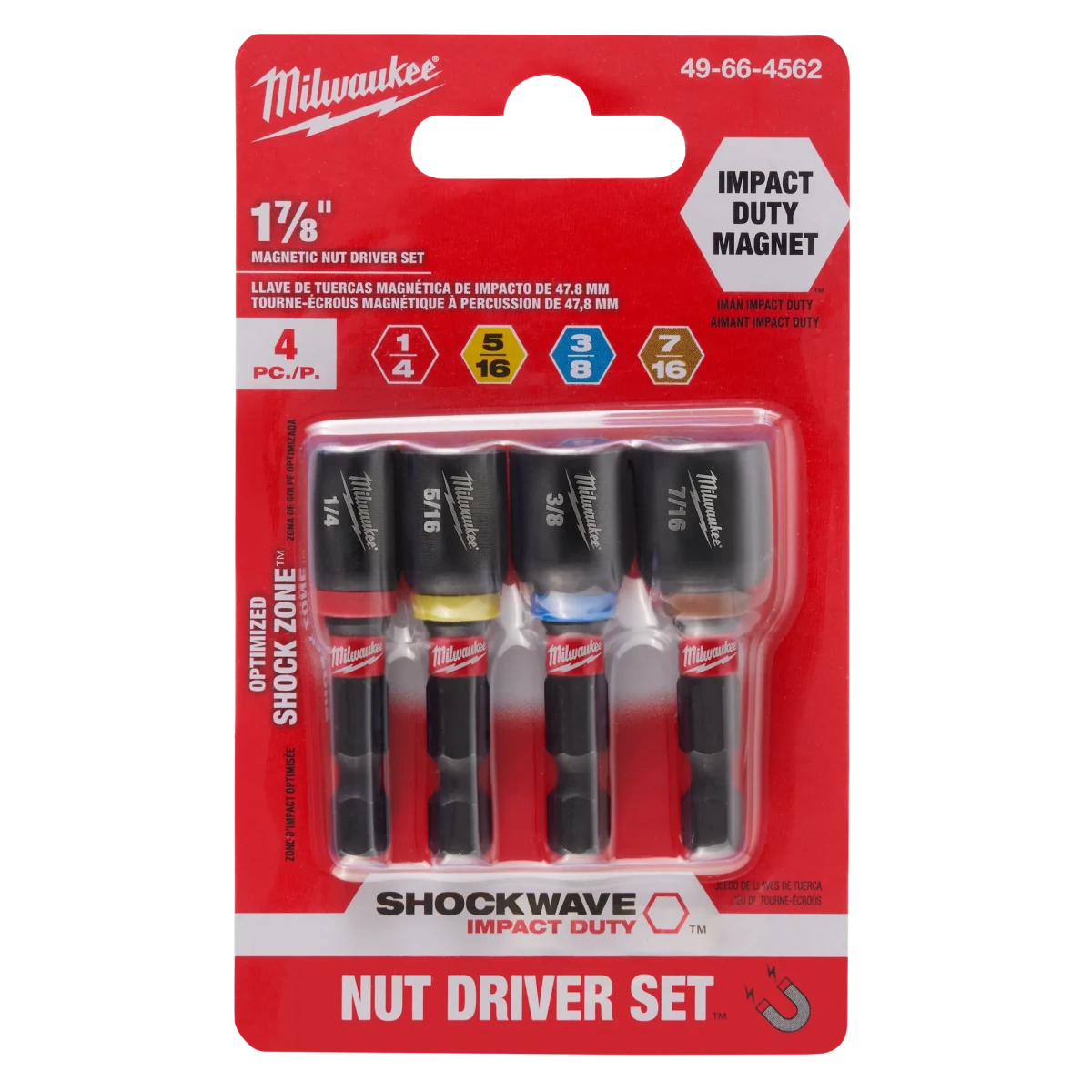 4PC SHOCKWAVE™ Impact Duty 1-7/8" Magnetic Nut Driver Set - AAA Industrial Supply