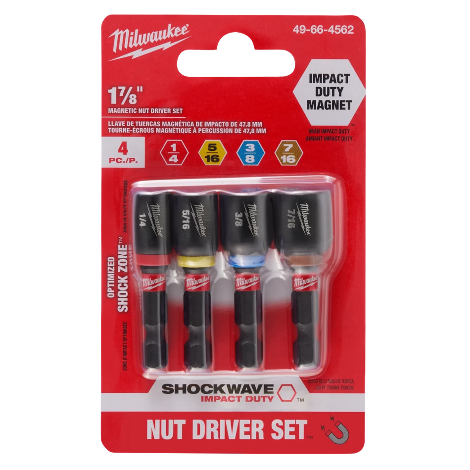 4PC SHOCKWAVE™ Impact Duty 1-7/8" Magnetic Nut Driver Set - AAA Industrial Supply