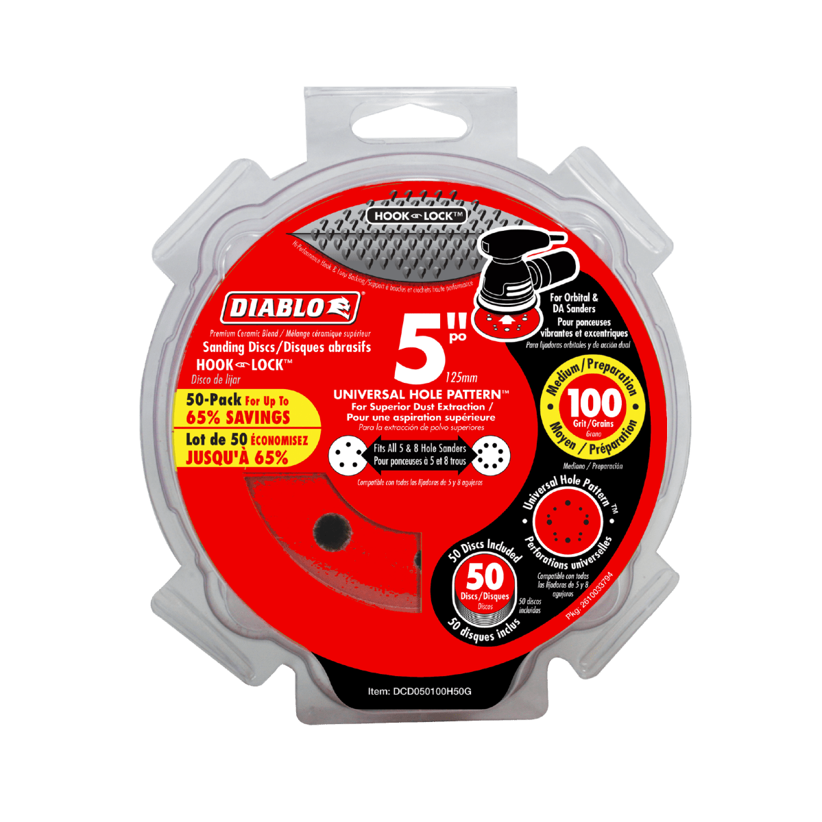 5" 100 - Grit Hook & Lock™ ROS Sanding Discs (50 - pk) - AAA Industrial Supply