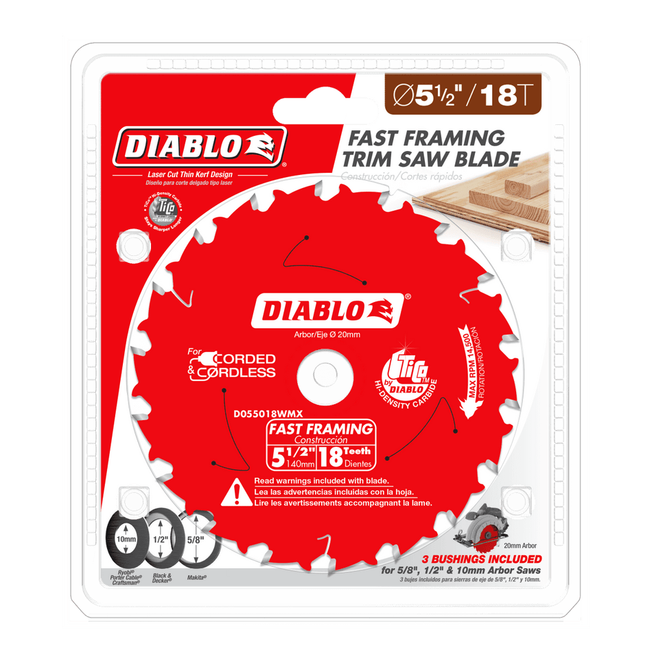 5 - 1/2" x 18 - Teeth Fast Framing Saw Blade for Wood - AAA Industrial Supply