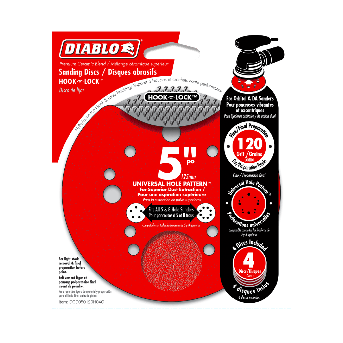 5" 120 - Grit Hook & Lock™ ROS Sanding Discs (4 - pk) - AAA Industrial Supply