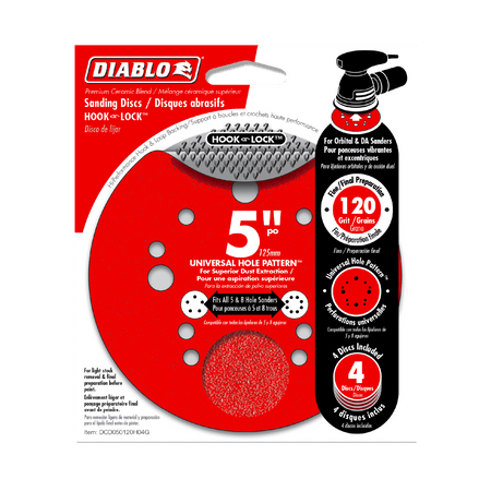 5" 120 - Grit Hook & Lock™ ROS Sanding Discs (4 - pk) - AAA Industrial Supply