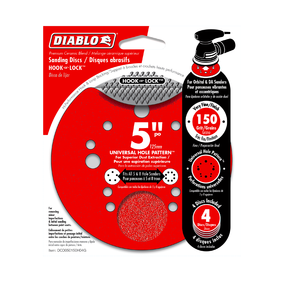 5" 150 - Grit Hook & Lock™ ROS Sanding Discs (4 - pk) - AAA Industrial Supply