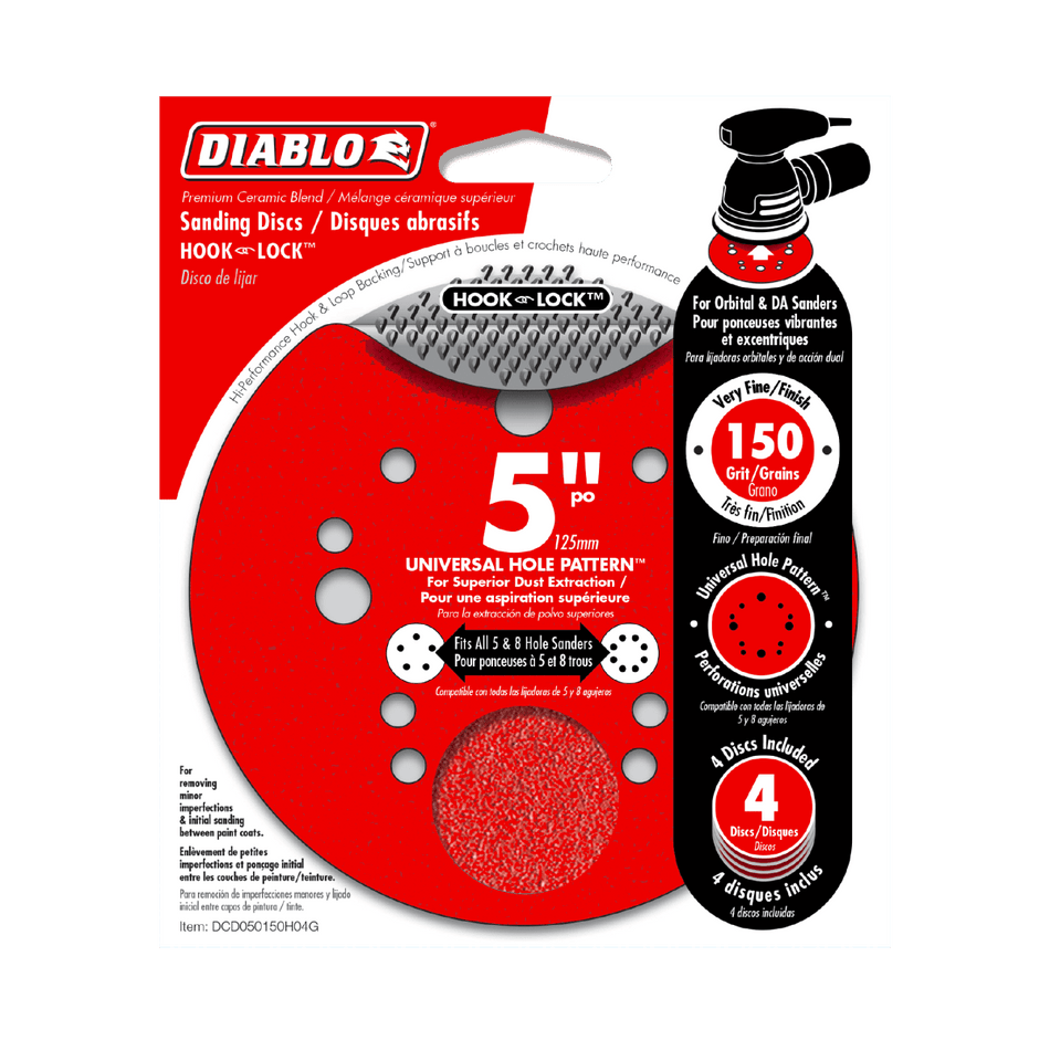 5" 150 - Grit Hook & Lock™ ROS Sanding Discs (4 - pk) - AAA Industrial Supply