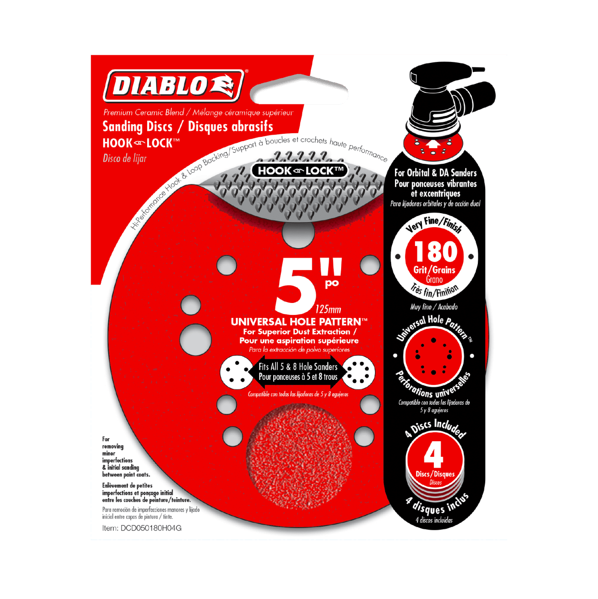 5" 180 - Grit Hook & Lock™ ROS Sanding Discs (4 - pk) - AAA Industrial Supply