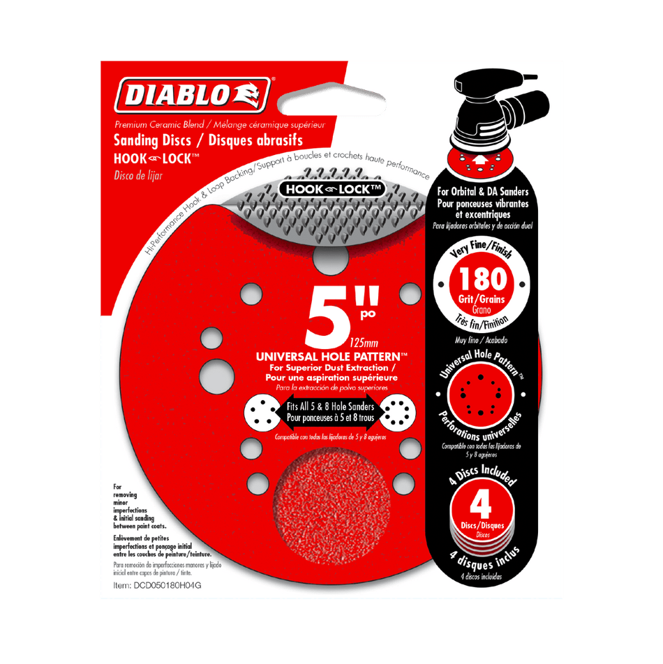 5" 180 - Grit Hook & Lock™ ROS Sanding Discs (4 - pk) - AAA Industrial Supply