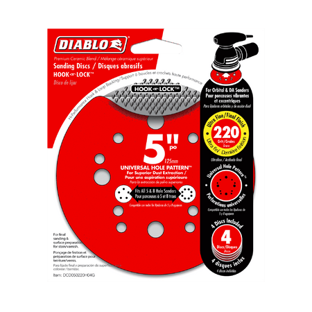 5" 220 - Grit Hook & Lock™ ROS Sanding Discs (4 - pk) - AAA Industrial Supply