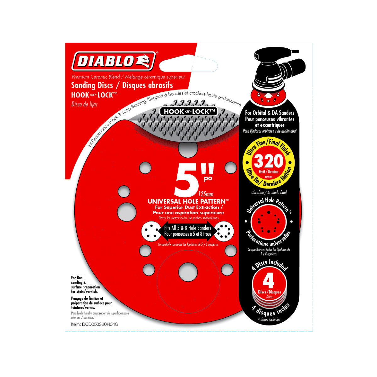 5" 320 - Grit Hook & Lock™ ROS Sanding Discs (4 - pk) - AAA Industrial Supply