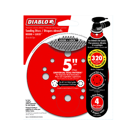 5" 320 - Grit Hook & Lock™ ROS Sanding Discs (4 - pk) - AAA Industrial Supply