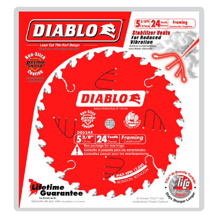5 - 3/8" x 24 - Teeth Framing Saw Blade for Wood - AAA Industrial Supply