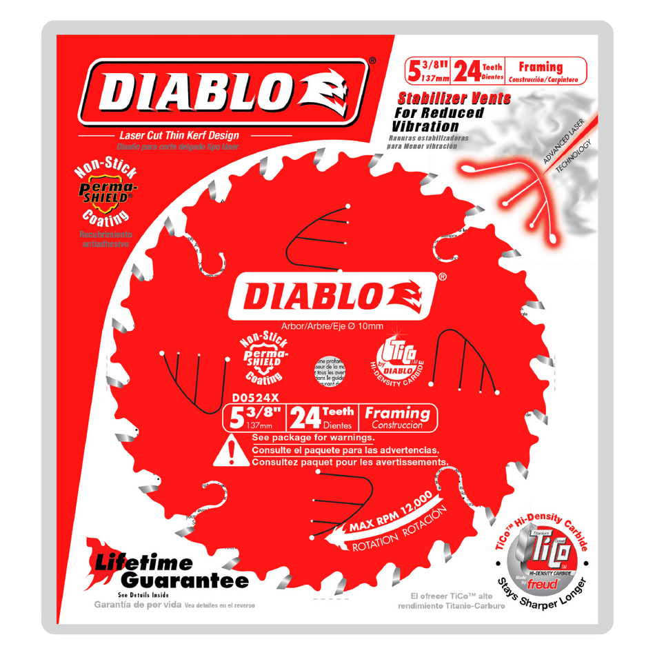 5 - 3/8" x 24 - Teeth Framing Saw Blade for Wood - AAA Industrial Supply