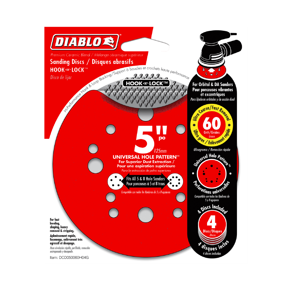 5" 60 - Grit Hook & Lock™ ROS Sanding Discs (4 - pk) - AAA Industrial Supply