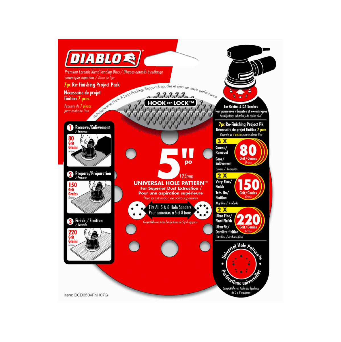 5" Hook & Lock™ ROS Sanding Discs Project Pack (7 - pk) - AAA Industrial Supply