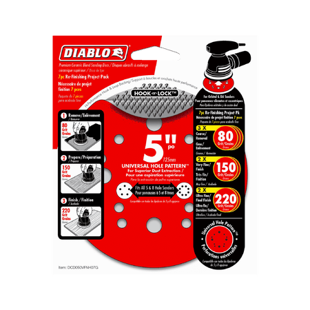 5" Hook & Lock™ ROS Sanding Discs Project Pack (7 - pk) - AAA Industrial Supply