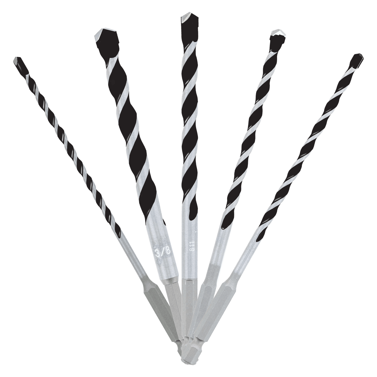 5 pc Multi - Material Carbide - Tipped Hammer Drill Bit Set (5 - pc) - AAA Industrial Supply