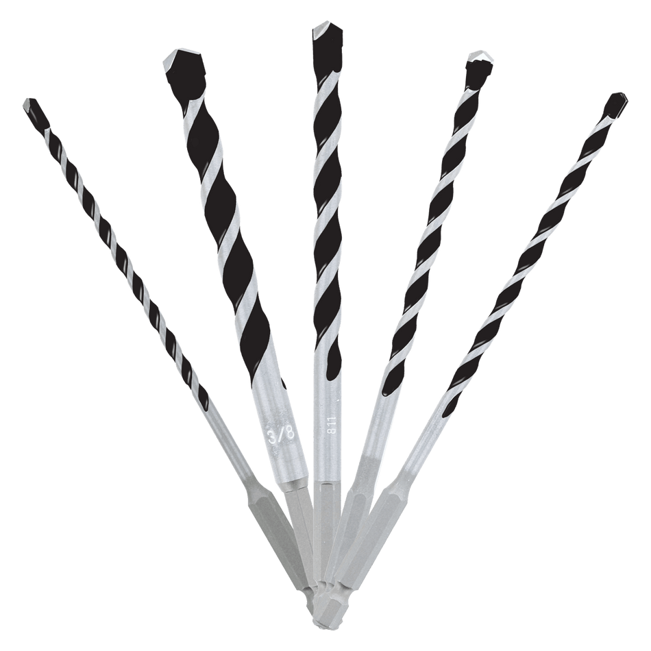 5 pc Multi - Material Carbide - Tipped Hammer Drill Bit Set (5 - pc) - AAA Industrial Supply