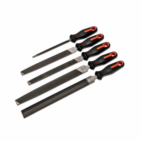 5 Piece 6", 8" & 10" General Purpose File Set with Ergonomic Handles - AAA Industrial Supply
