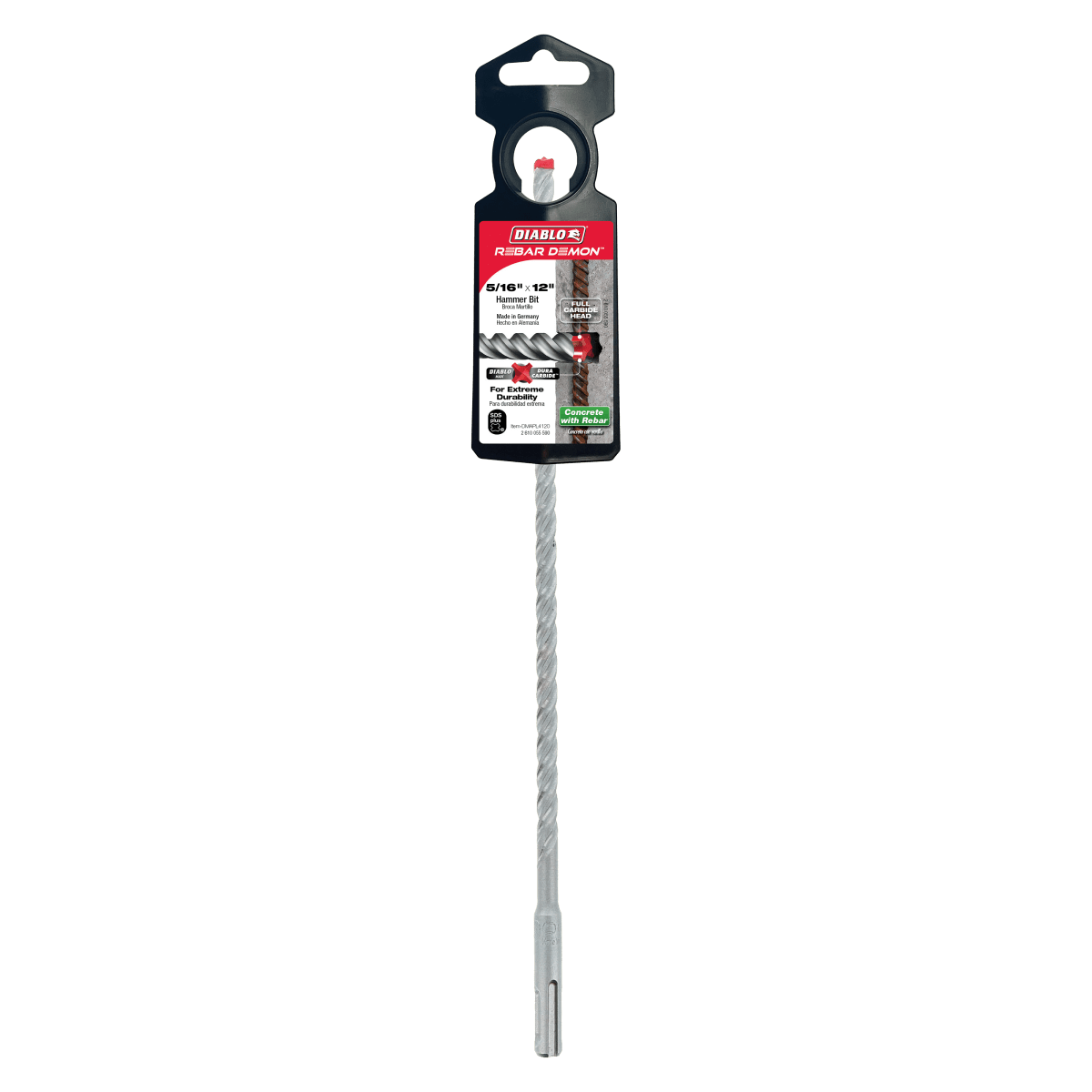 5/16" x 10" x 12" Rebar Demon™ SDS - Plus 4 - Cutter Full Carbide Head Hammer Drill Bit - AAA Industrial Supply