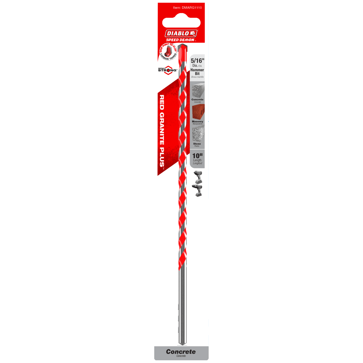 5/16" x 10" x 8" SPEEDemon™ Red Granite PLUS™ Carbide - Tipped Hammer Drill Bit - AAA Industrial Supply