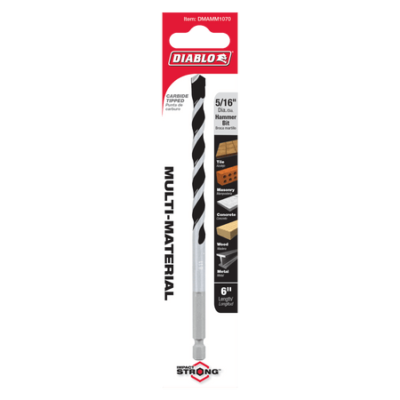 5/16" x 4" x 6" Multi - Material Carbide - Tipped Hammer Drill Bit - AAA Industrial Supply