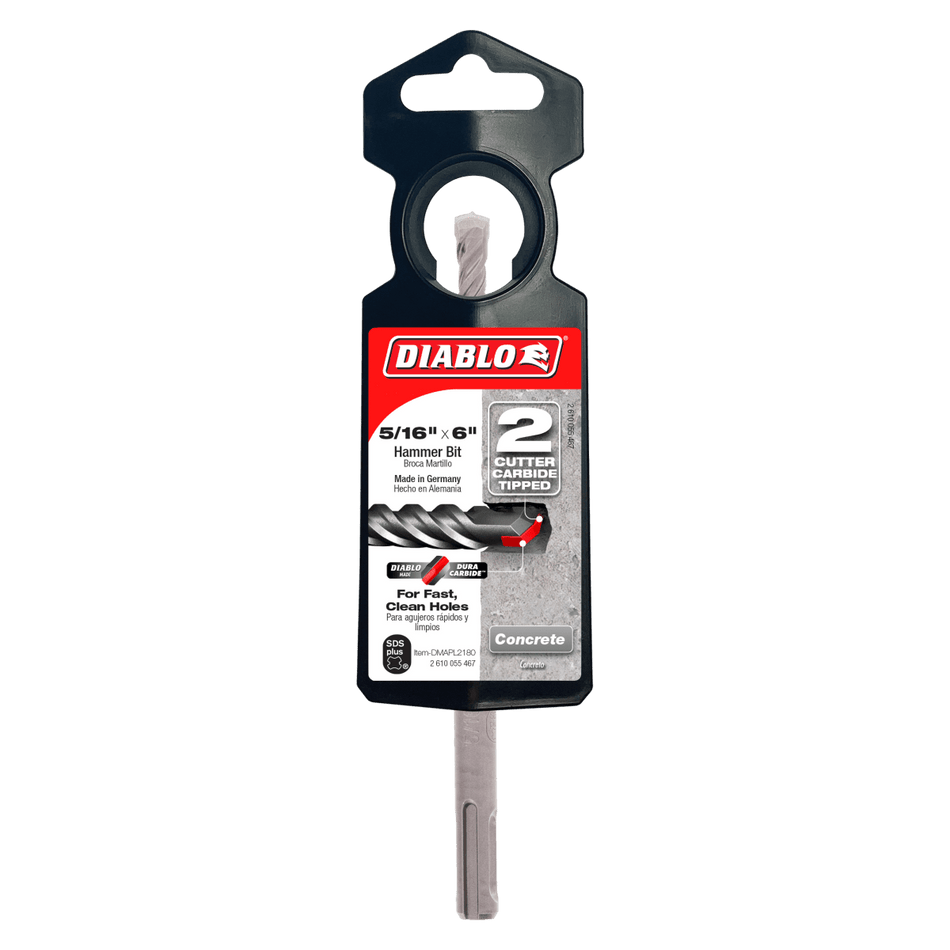 5/16" x 4" x 6" SDS - Plus 2 - Cutter Carbide - Tipped Hammer Drill Bit - AAA Industrial Supply