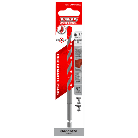 5/16" x 4" x 6" SPEEDemon™ Red Granite PLUS™ Carbide - Tipped Hammer Drill Bit - AAA Industrial Supply