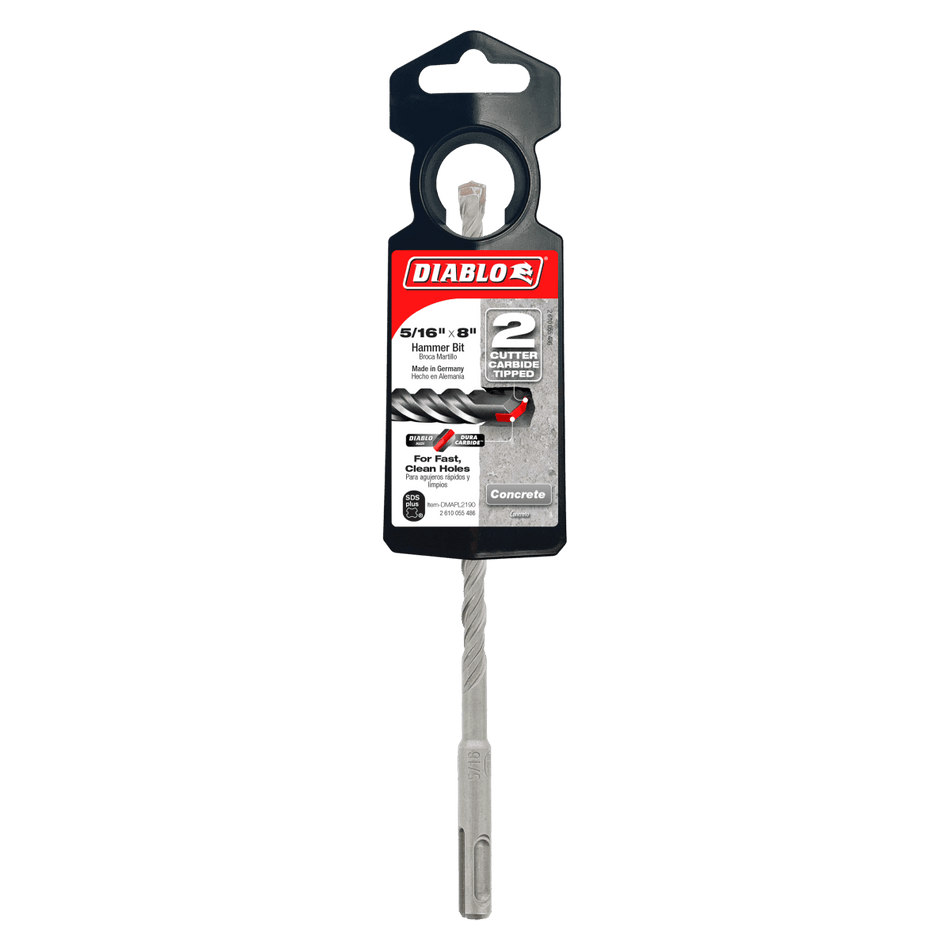 5/16" x 6" x 8" SDS - Plus 2 - Cutter Carbide - Tipped Hammer Drill Bits - AAA Industrial Supply