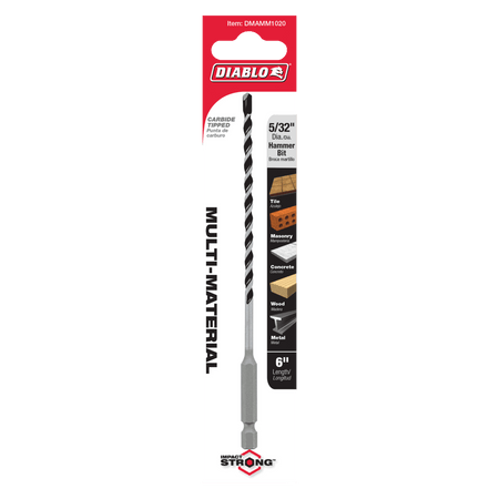5/32" x 4" x 6" Multi - Material Carbide - Tipped Hammer Drill Bit - AAA Industrial Supply