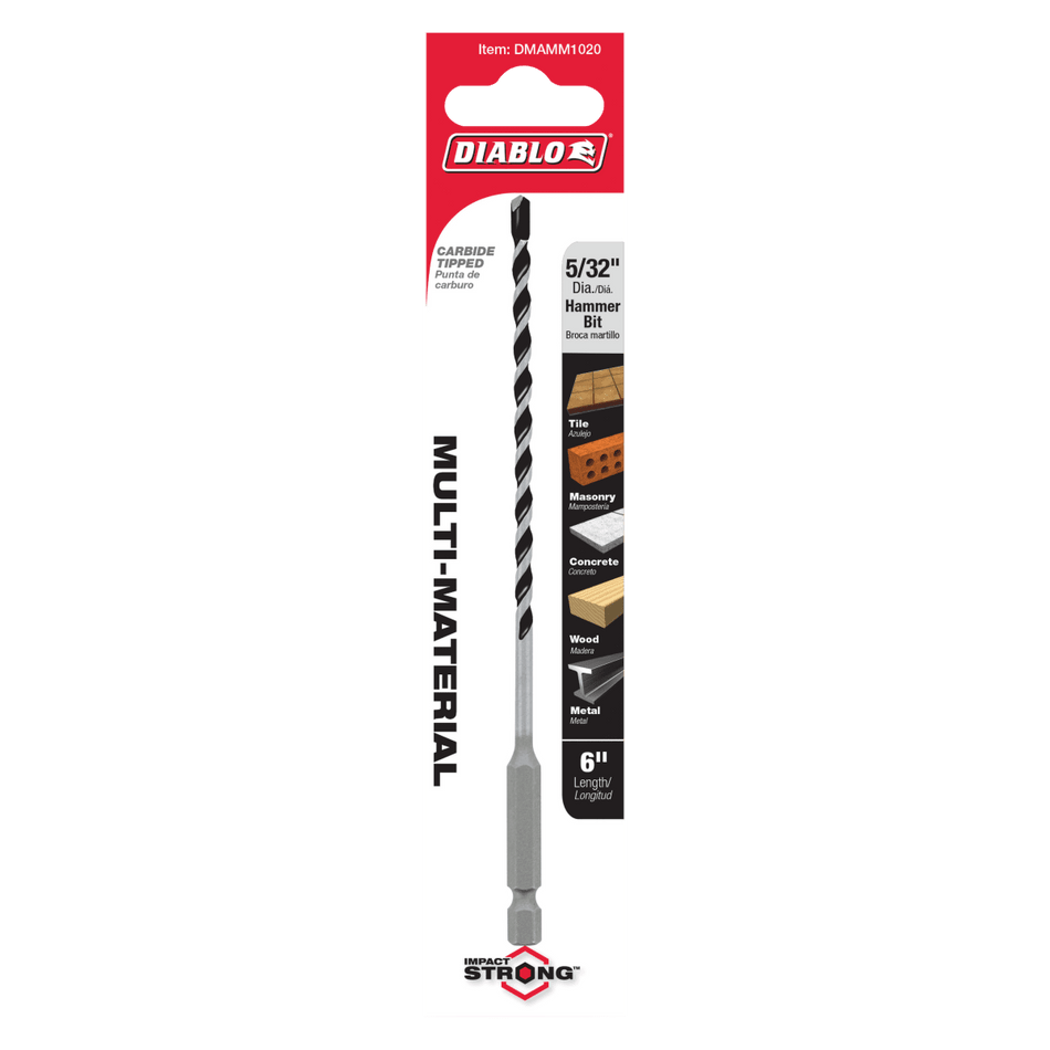 5/32" x 4" x 6" Multi - Material Carbide - Tipped Hammer Drill Bit - AAA Industrial Supply