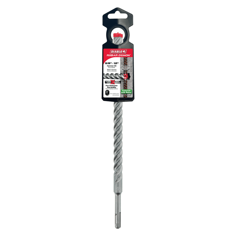 5/8" x 10" x 12" Rebar Demon™ SDS - Plus 4 - Cutter Full Carbide Head Hammer Drill Bit - AAA Industrial Supply