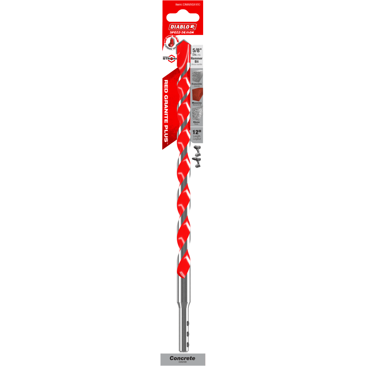 5/8" x 12" x 10" SPEEDemon™ Red Granite PLUS™ Carbide - Tipped Hammer Drill Bit - AAA Industrial Supply