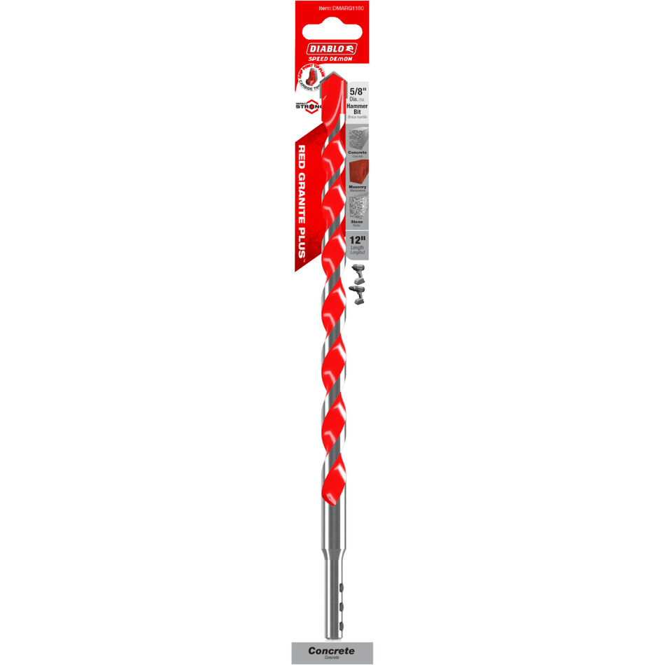 5/8" x 12" x 10" SPEEDemon™ Red Granite PLUS™ Carbide - Tipped Hammer Drill Bit - AAA Industrial Supply