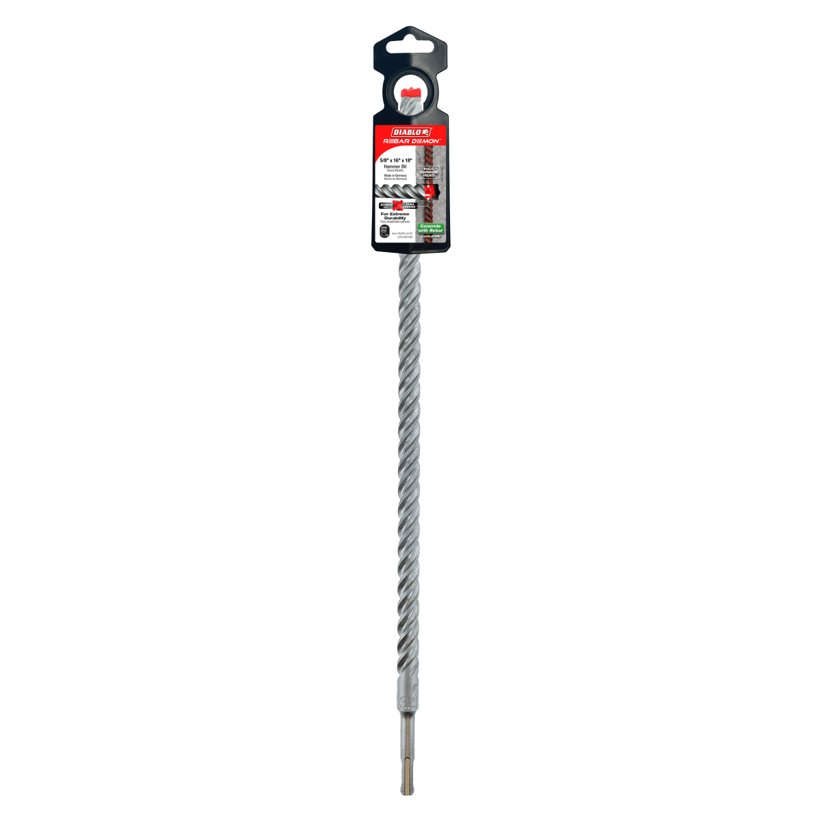 5/8" x 16" x 18" Rebar Demon™ SDS - Plus 4 - Cutter Full Carbide Head Hammer Drill Bit - AAA Industrial Supply