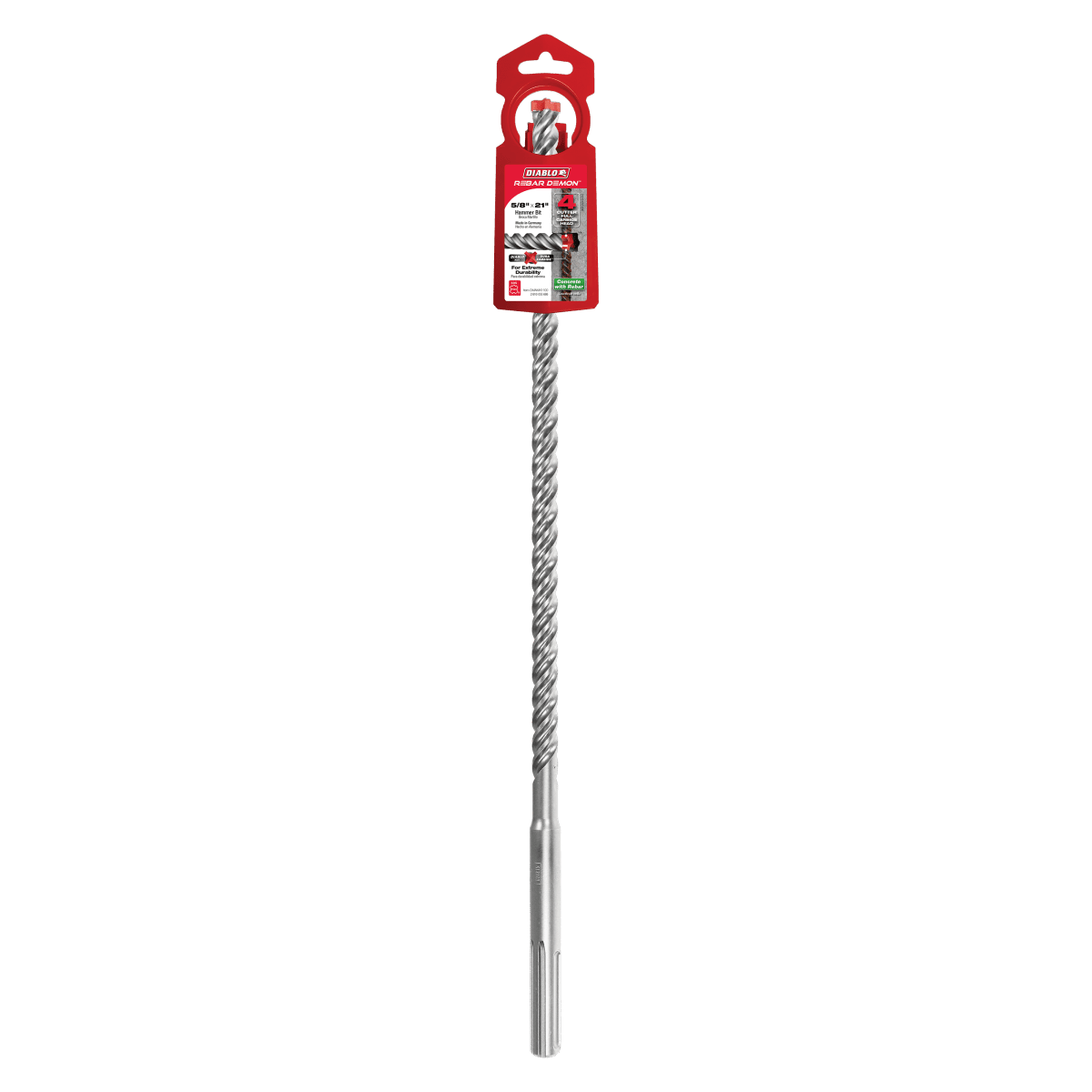 5/8" x 16" x 21" Rebar Demon™ SDS - Max 4 - Cutter Full Carbide Head Hammer Drill Bit - AAA Industrial Supply
