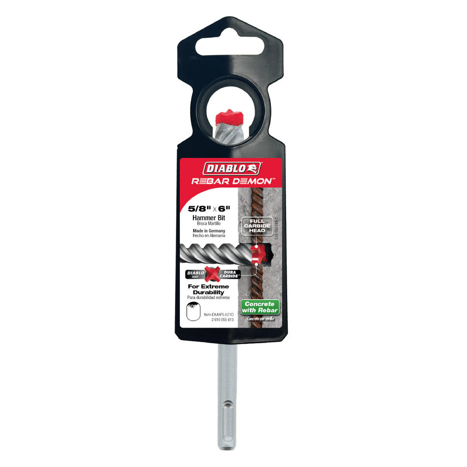 5/8" x 4" x 6" Rebar Demon™ SDS - Plus 4 - Cutter Full Carbide Head Hammer Drill Bit - AAA Industrial Supply