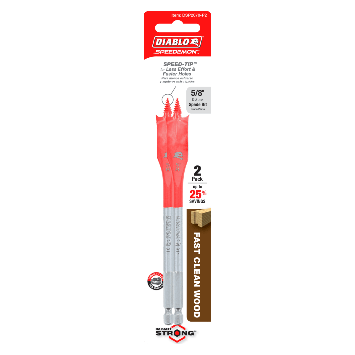 5/8" x 6" Spade Bits for Wood (2 - pk) - AAA Industrial Supply