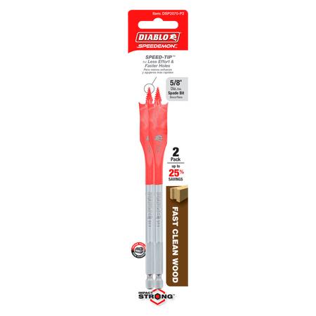 5/8" x 6" Spade Bits for Wood (2 - pk) - AAA Industrial Supply