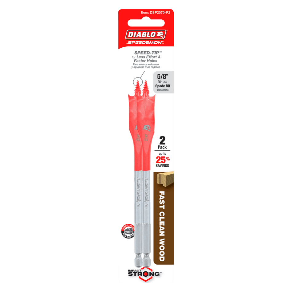 5/8" x 6" Spade Bits for Wood (2 - pk) - AAA Industrial Supply