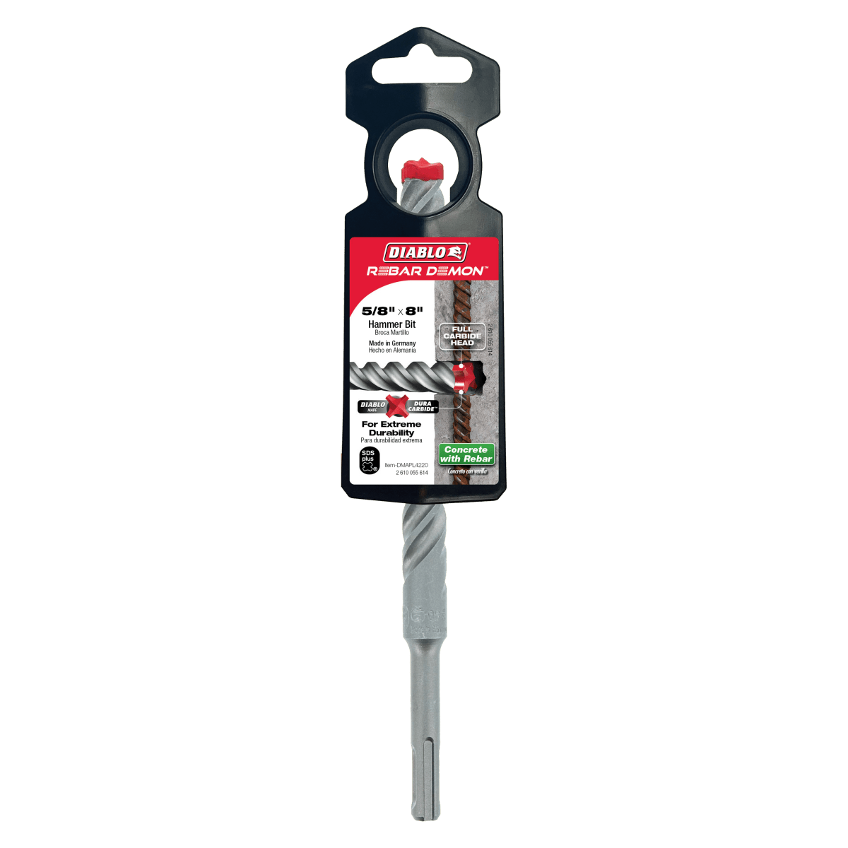 5/8" x 6" x 8" Rebar Demon™ SDS - Plus 4 - Cutter Full Carbide Head Hammer Drill Bit - AAA Industrial Supply